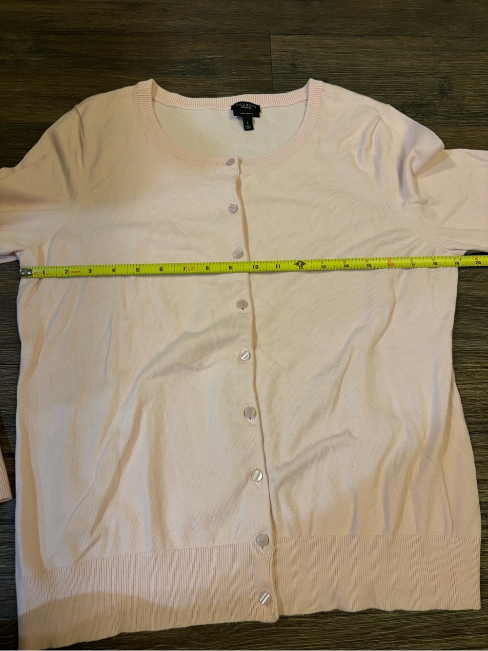 Talbots Women’s Pale Pink Cottagecore Schoolgirl Pima Cotton Cardigan Size Large - Picture 5 of 7
